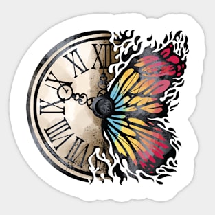 BUTTERFLY AND VINTAGE CLOCK Sticker
